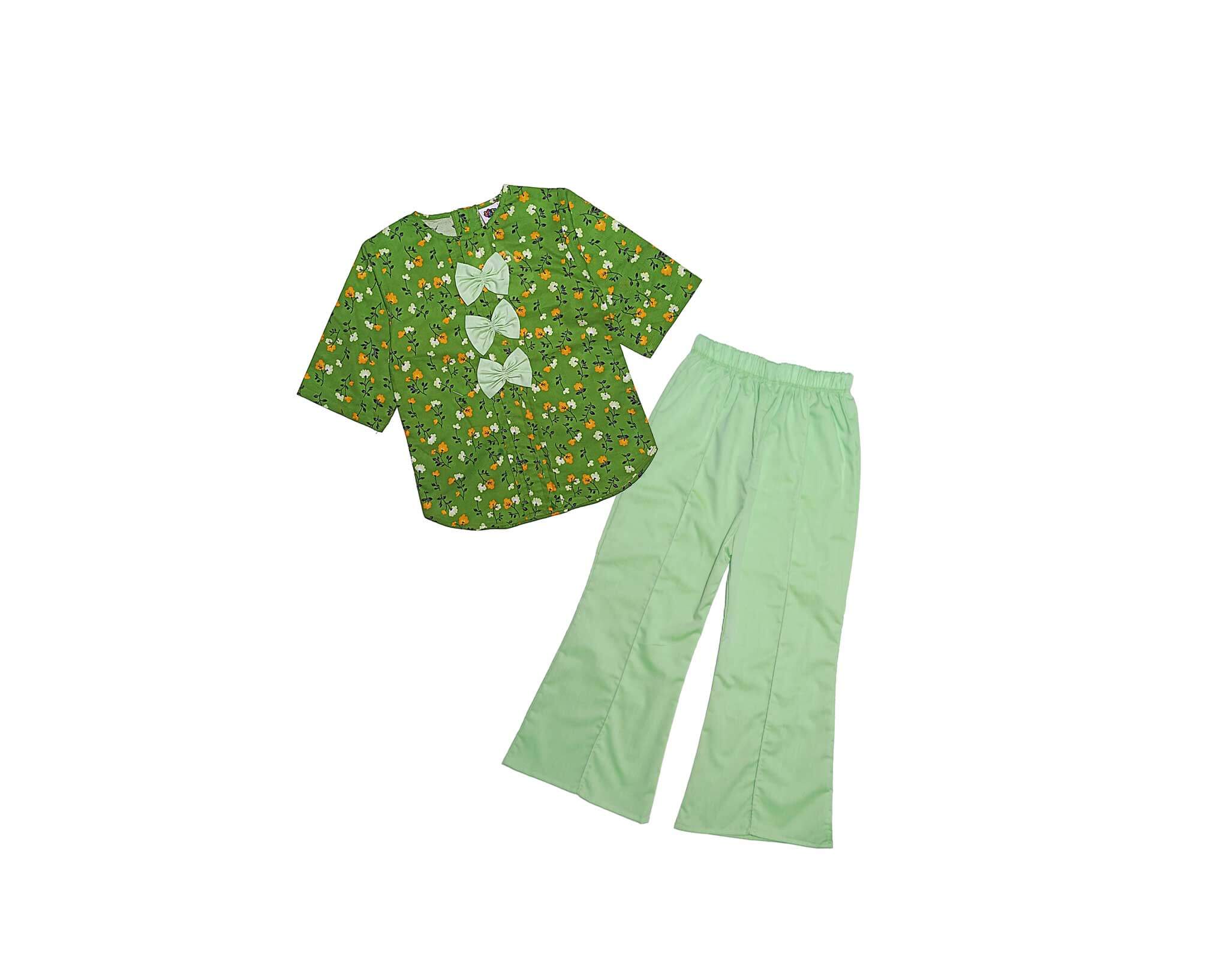 Mustard Floral Pleatts Top With Flapper Trouser – Green &amp; Pistachio