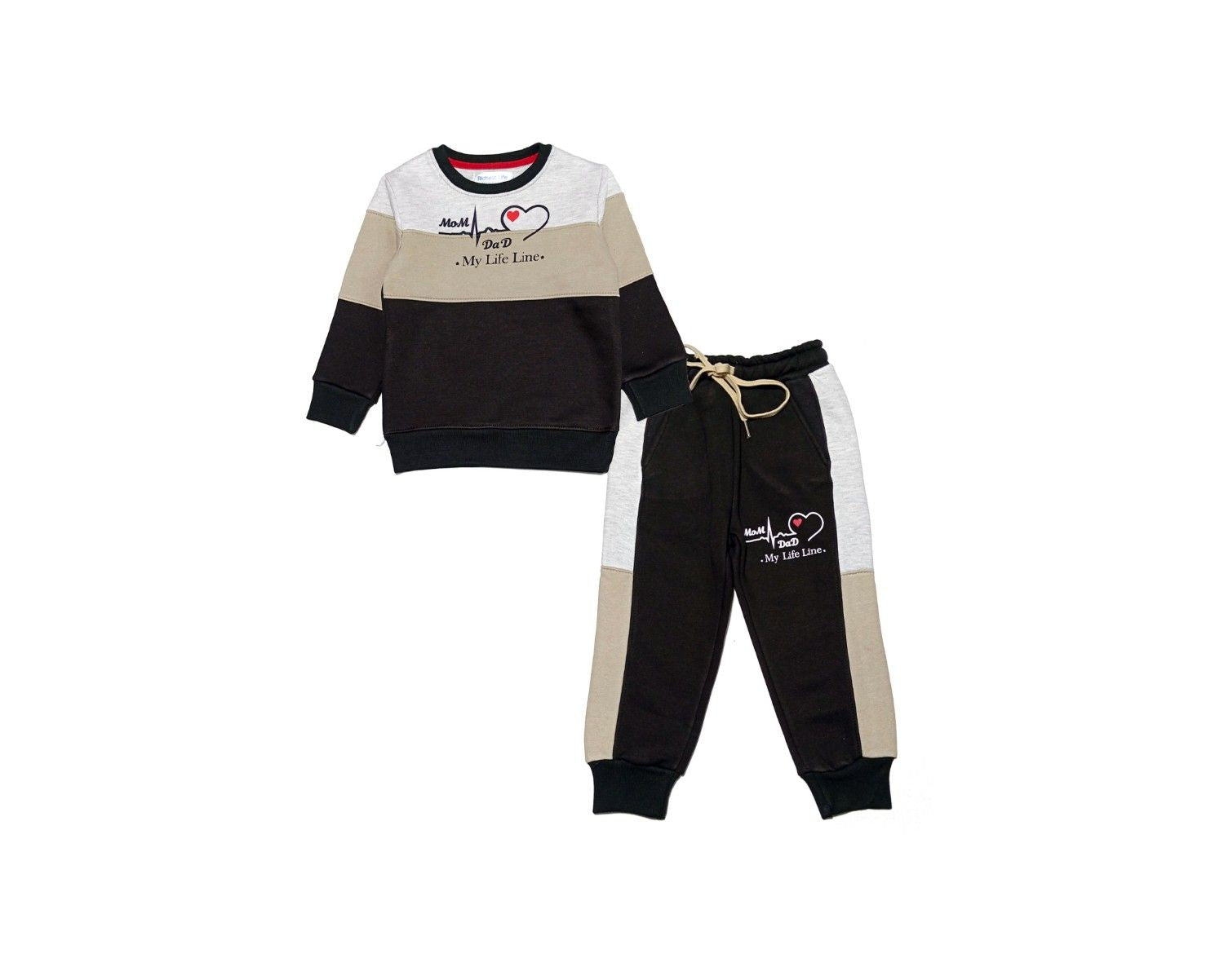My Life Line 3 Penal Fleece Tracksuit - Grey Skin Charcoal