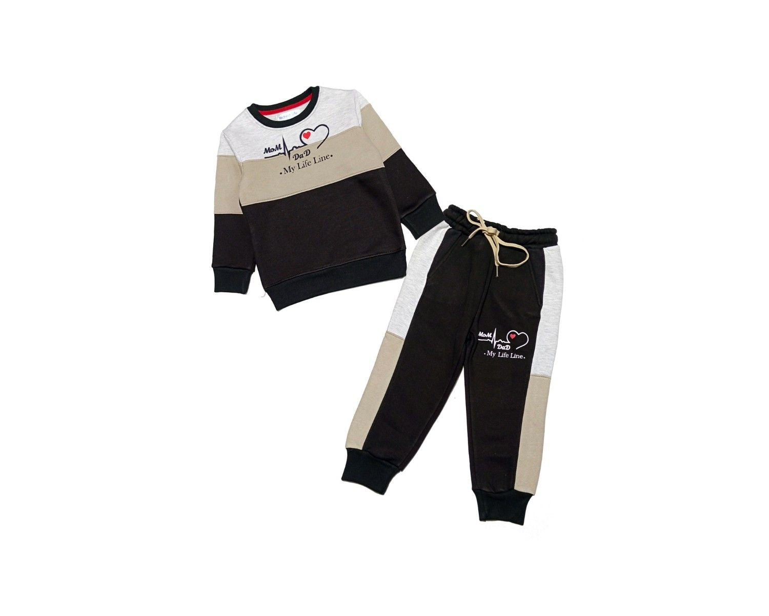 My Life Line 3 Penal Fleece Tracksuit - Grey Skin Charcoal