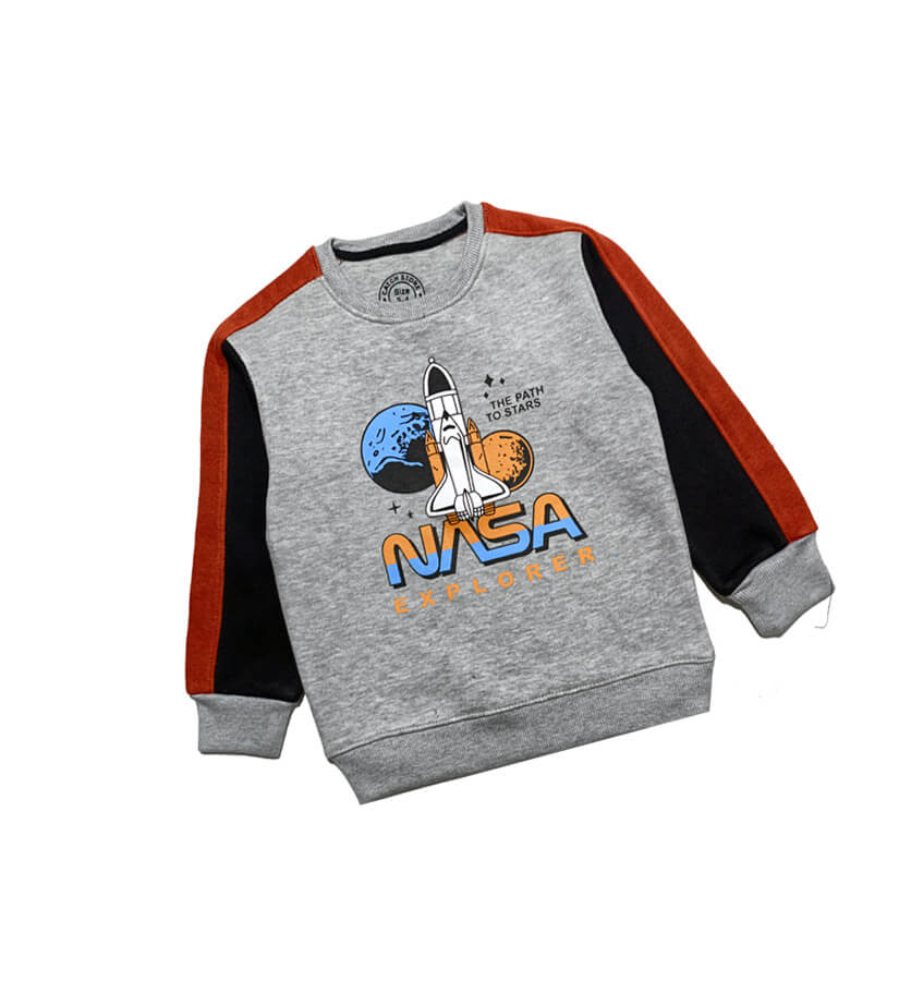 NASA Explorer Penal Fleece Sweatshirt -Heather Grey