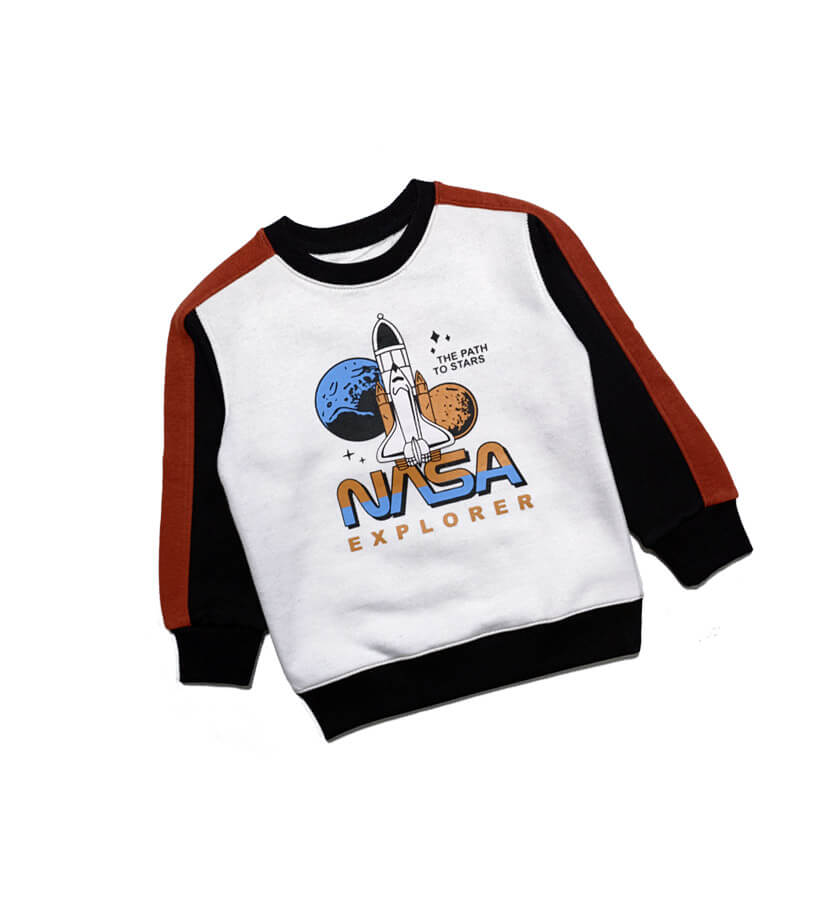 NASA Explorer Penal Fleece Sweatshir -White
