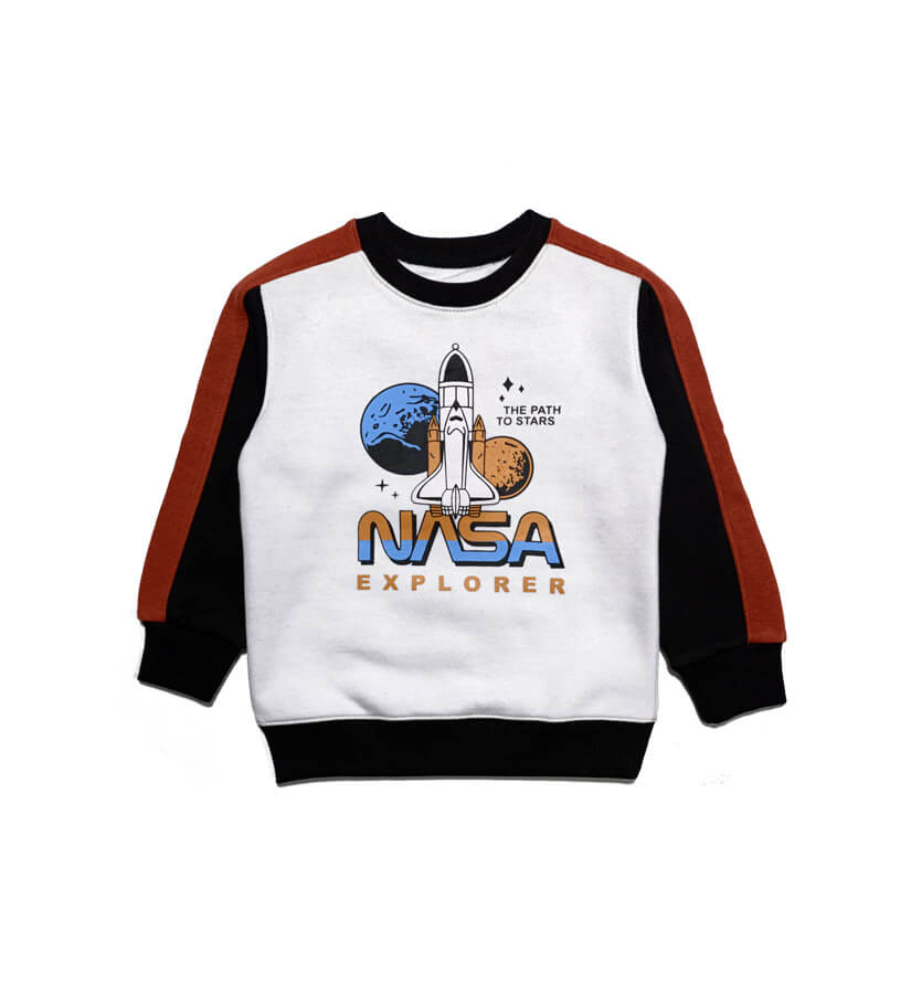 NASA Explorer Penal Fleece Sweatshir -White