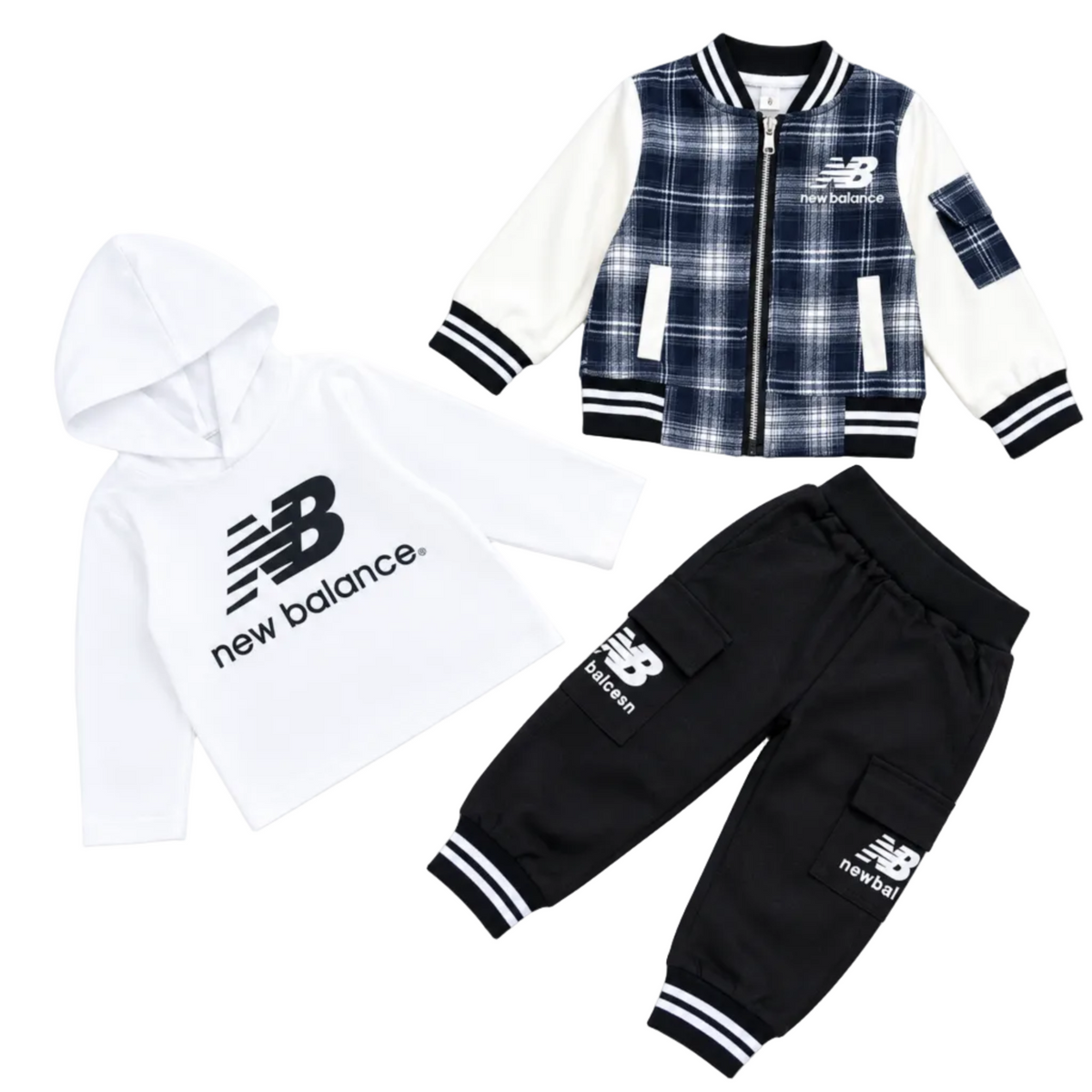 NB Full Sleeve Hood & Jacket With Jogger Trouser - OFF White & Black