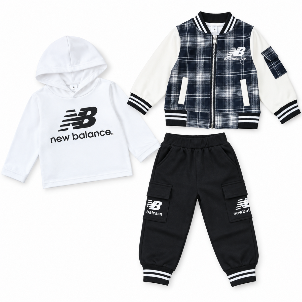 NB Full Sleeve Hood & Jacket With Jogger Trouser - OFF White & Black