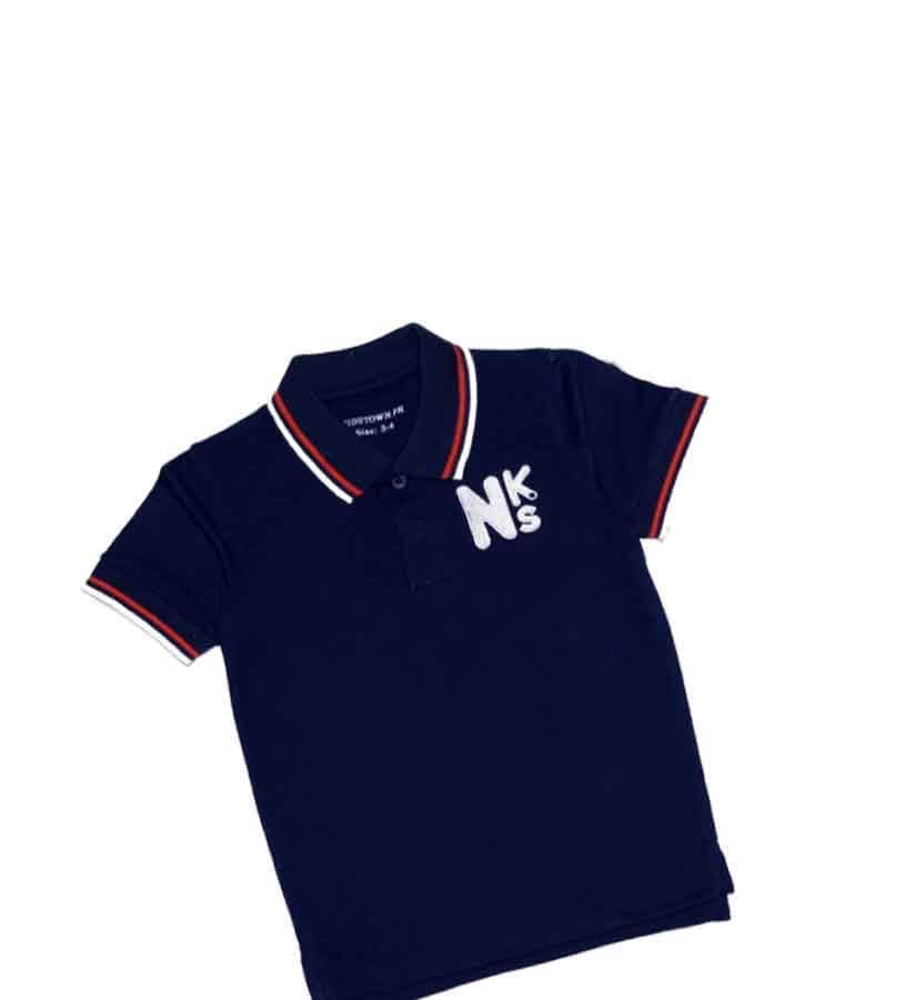 NKS Red Tipping Coller Polo Shirt - Navy Blue