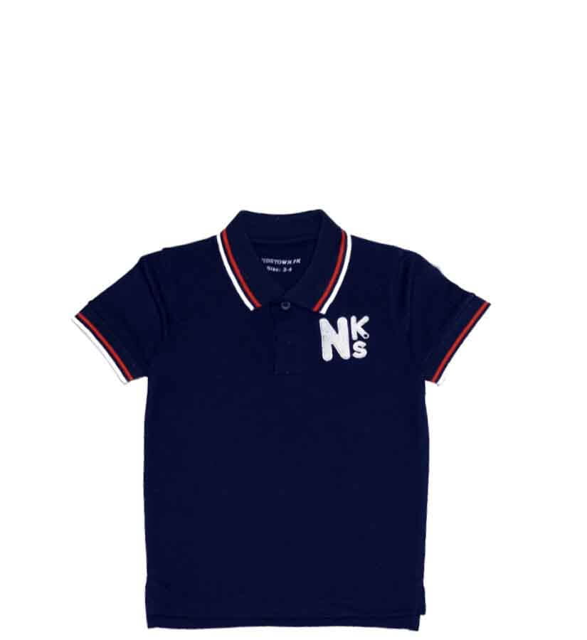 NKS Red Tipping Coller Polo Shirt - Navy Blue