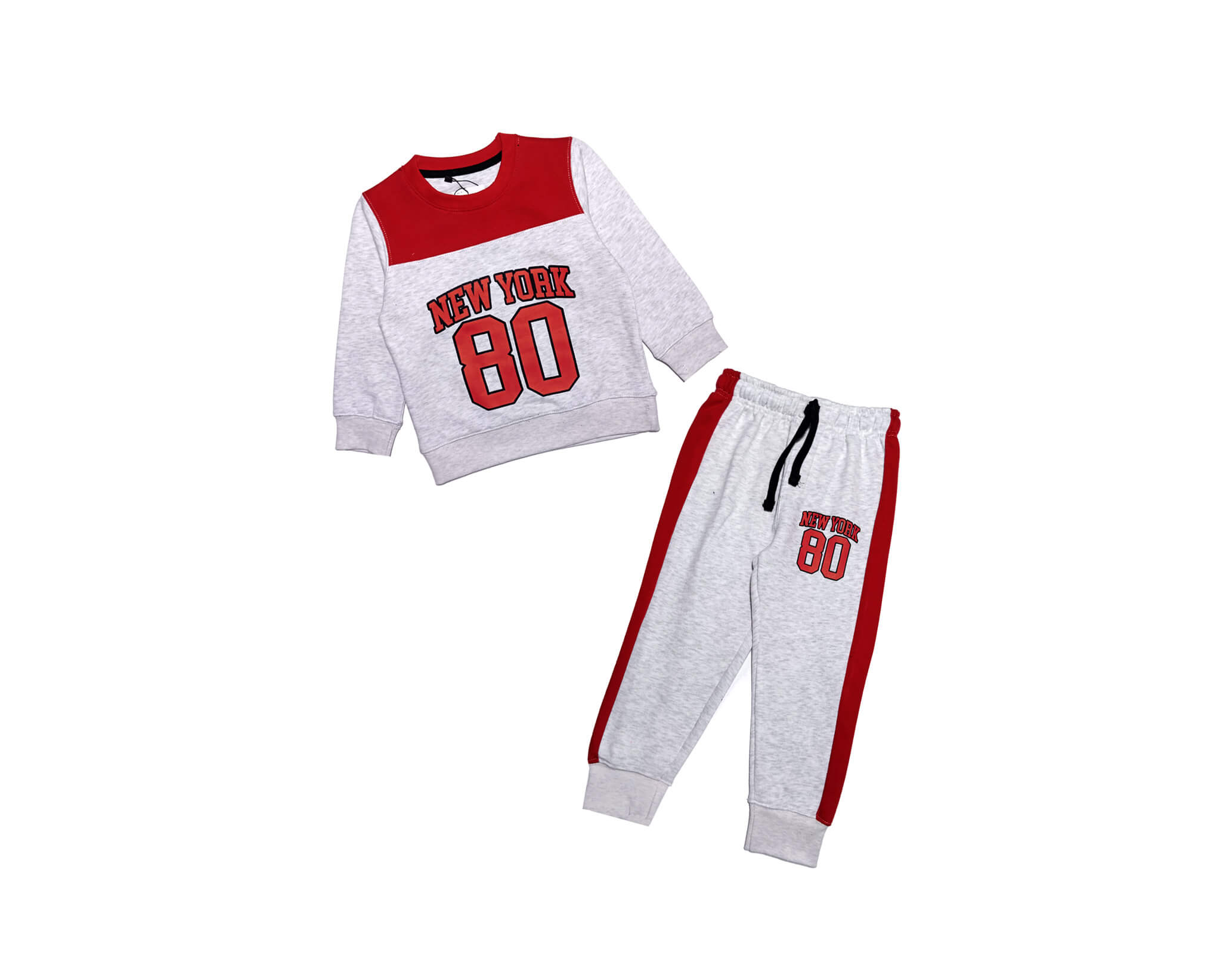 NY 80 Pennal Fleece Tracksuit -Red &amp; Heather Grey