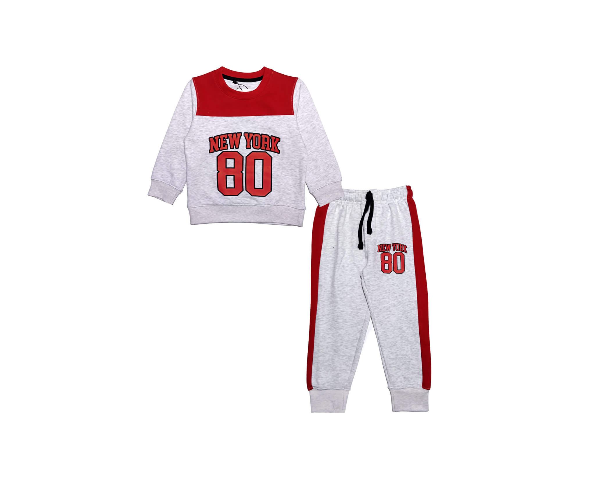 NY 80 Pennal Fleece Tracksuit -Red &amp; Heather Grey