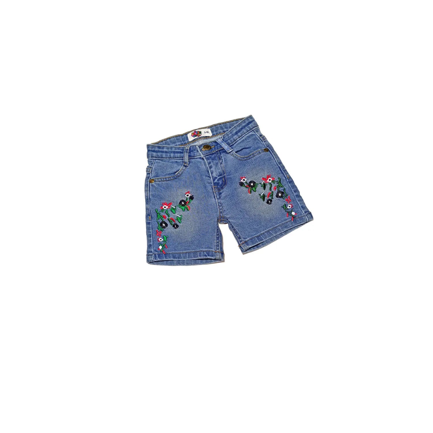 Nature Floral Denim Short - Light Blue