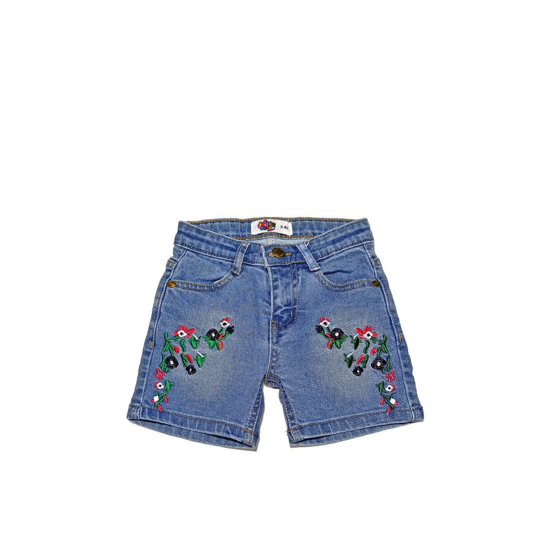 Nature Floral Denim Short - Light Blue