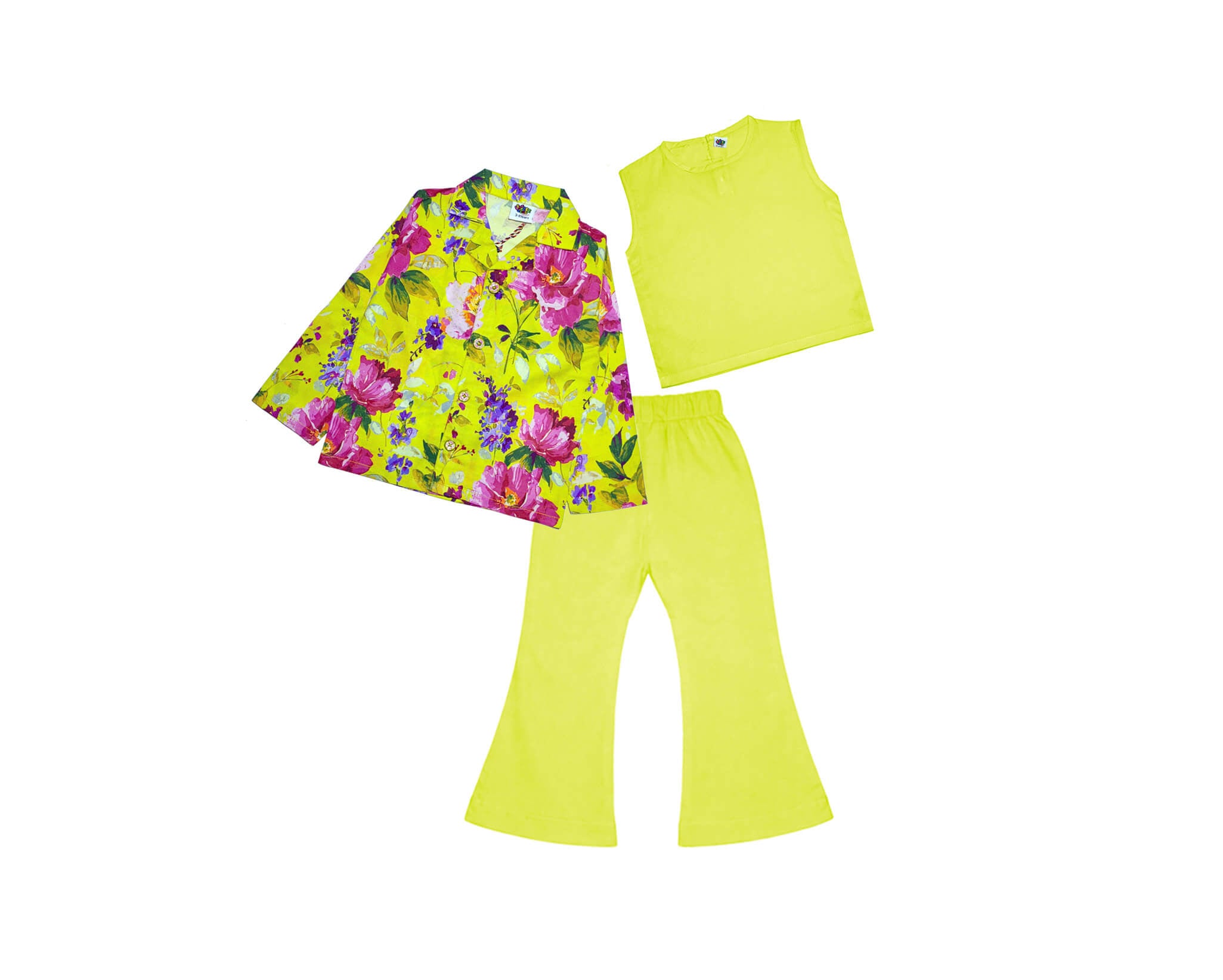 Neon Garden Cotton 3-Piece Set - Neon Green