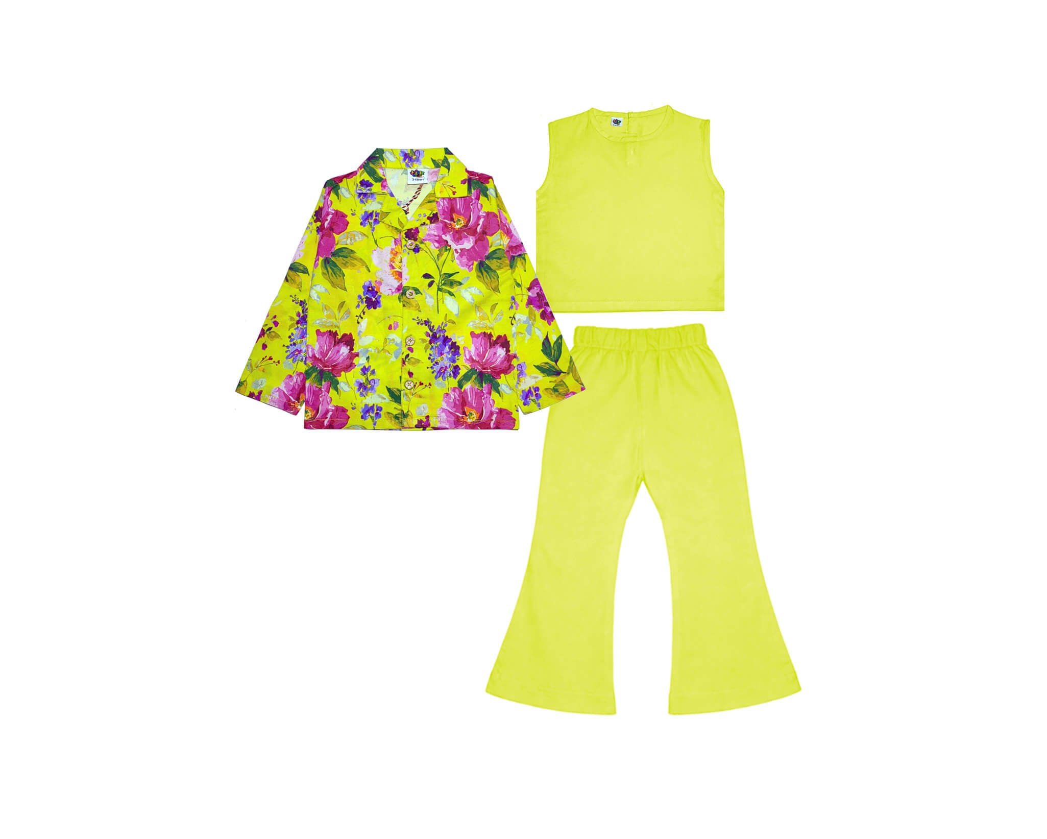 Neon Garden Cotton 3-Piece Set - Neon Green