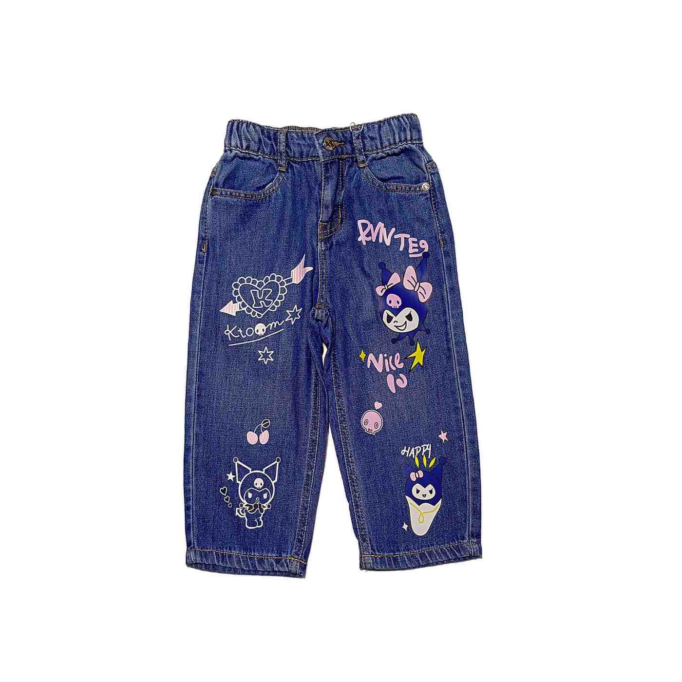 New Sanrio Baggy Denim Pant - Mid Blue