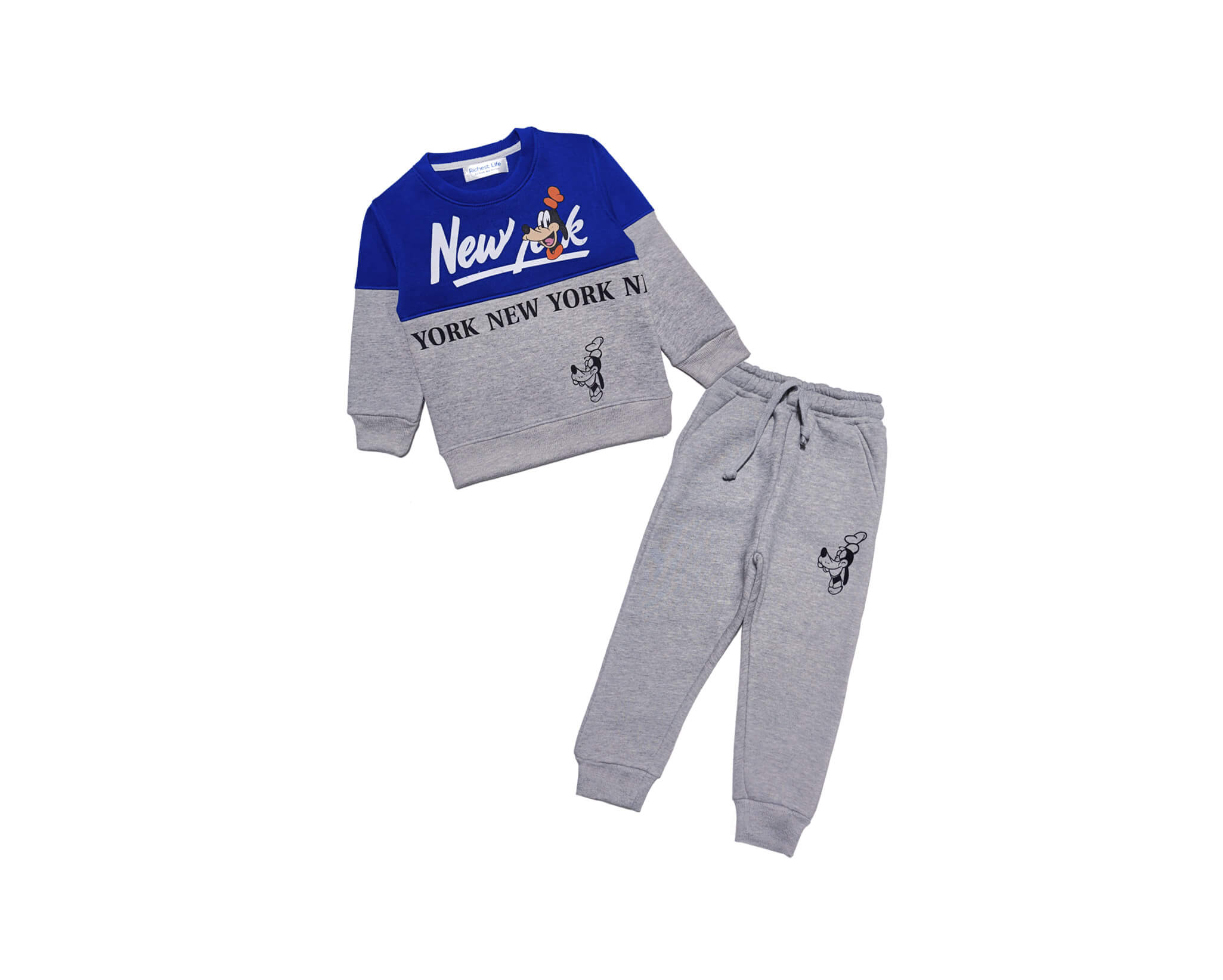 New York Penal Fleece Tracksuit -Royal-Blue &amp; Heather Grey