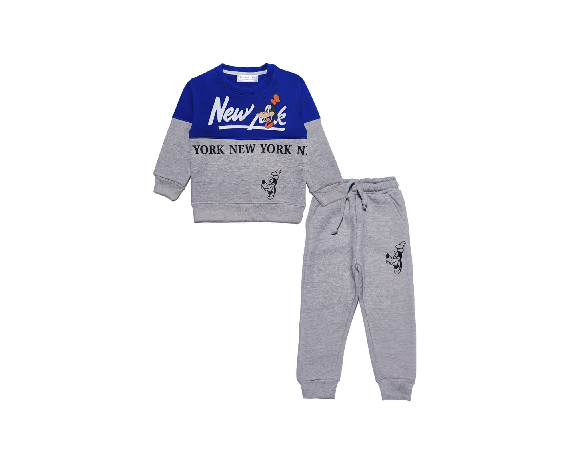 New York Penal Fleece Tracksuit -Royal-Blue &amp; Heather Grey