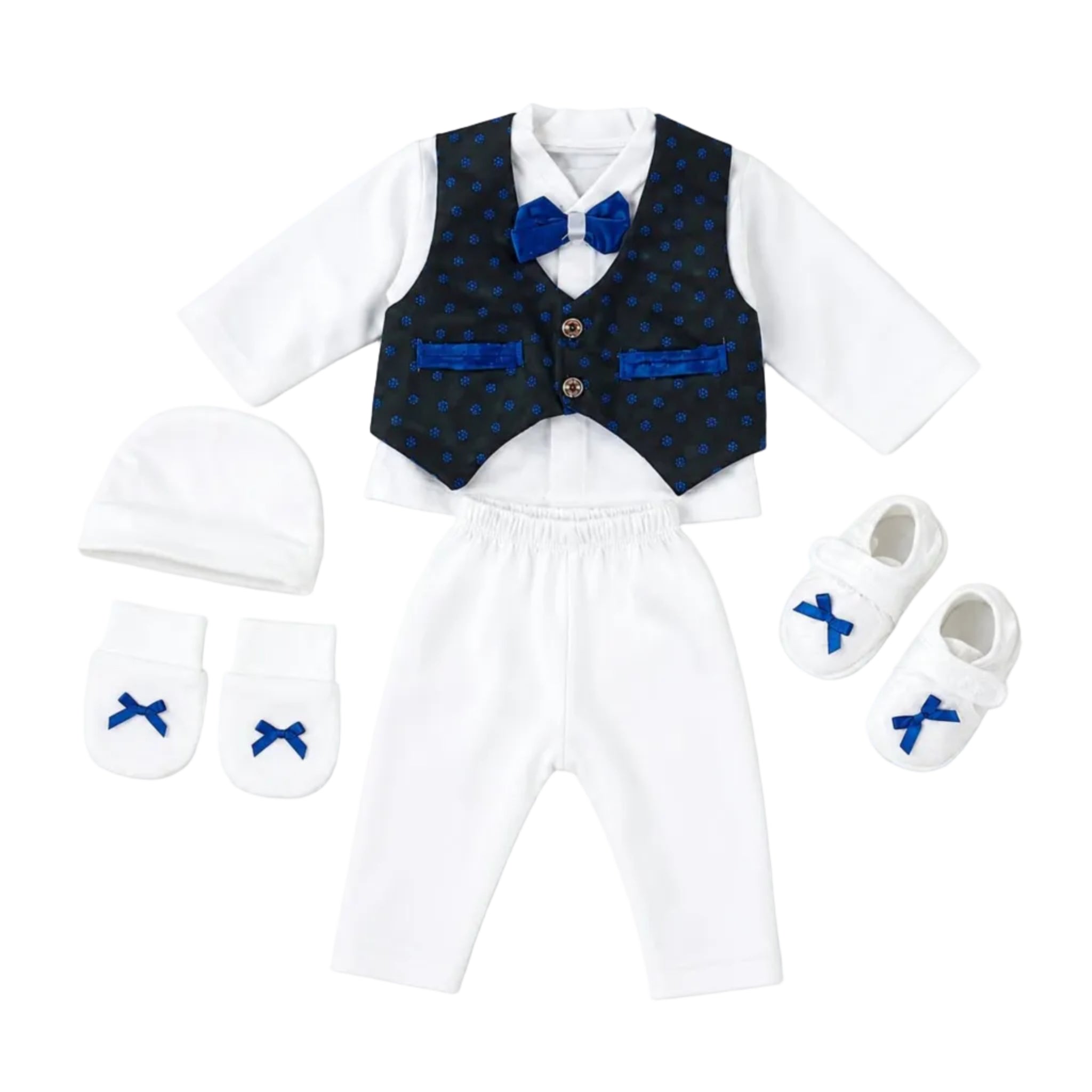New Born Boys MG Pon Pon Baby Garments Complete Set - Black & White