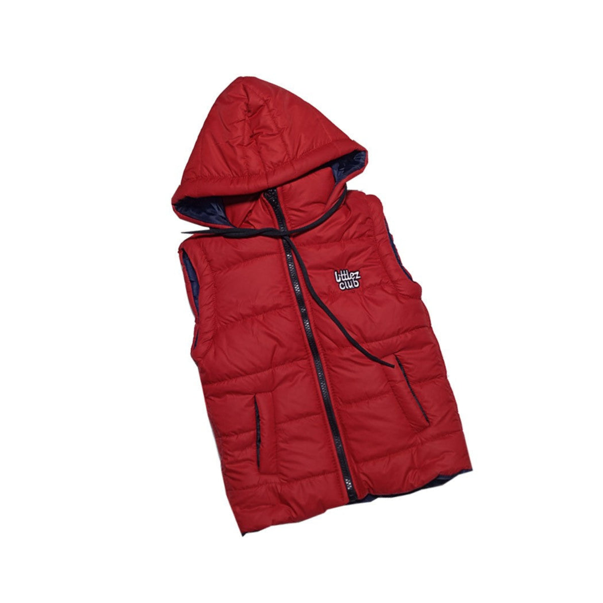 New Style LC Sleeveless Hooded Puffer Jacket - Red