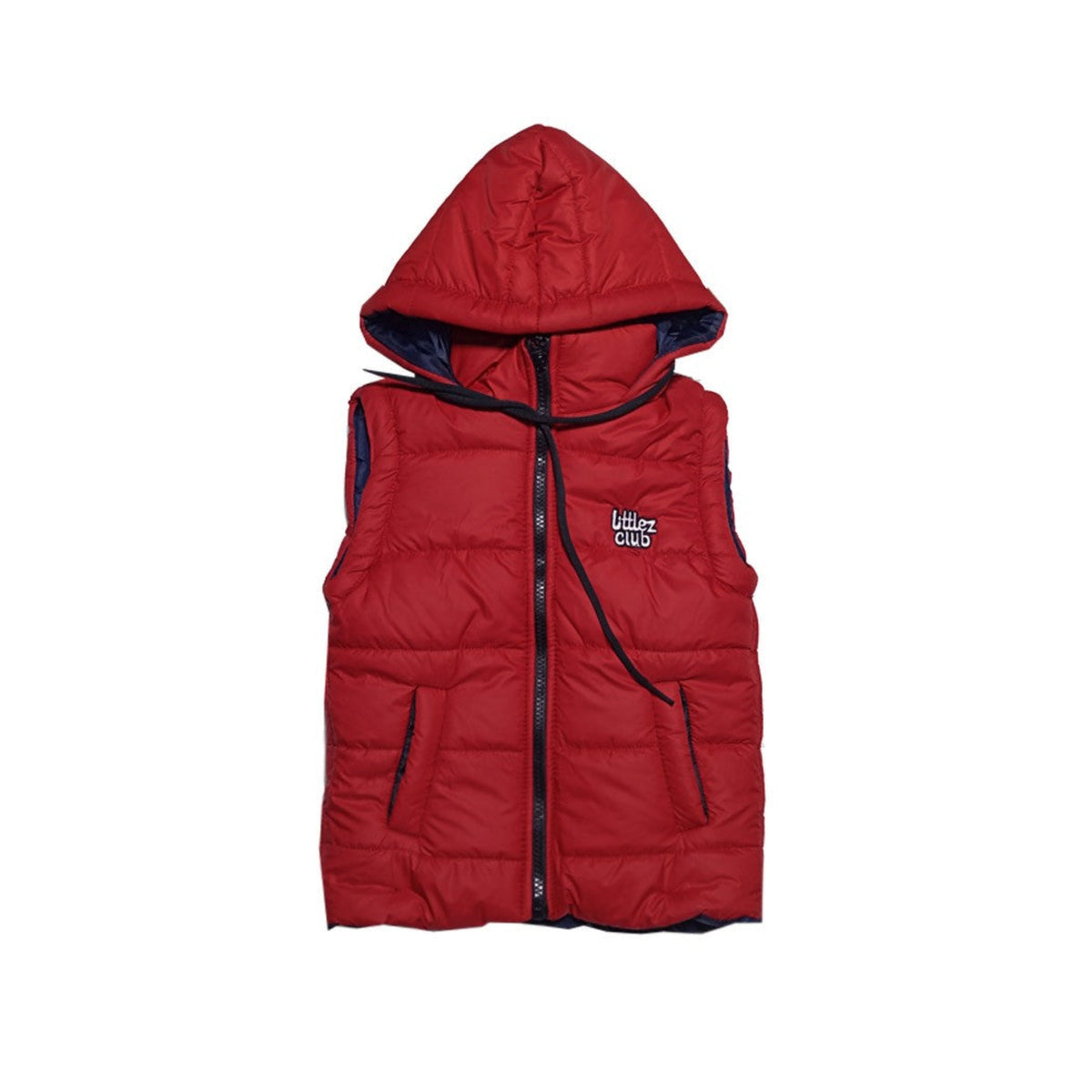 New Style LC Sleeveless Hooded Puffer Jacket - Red