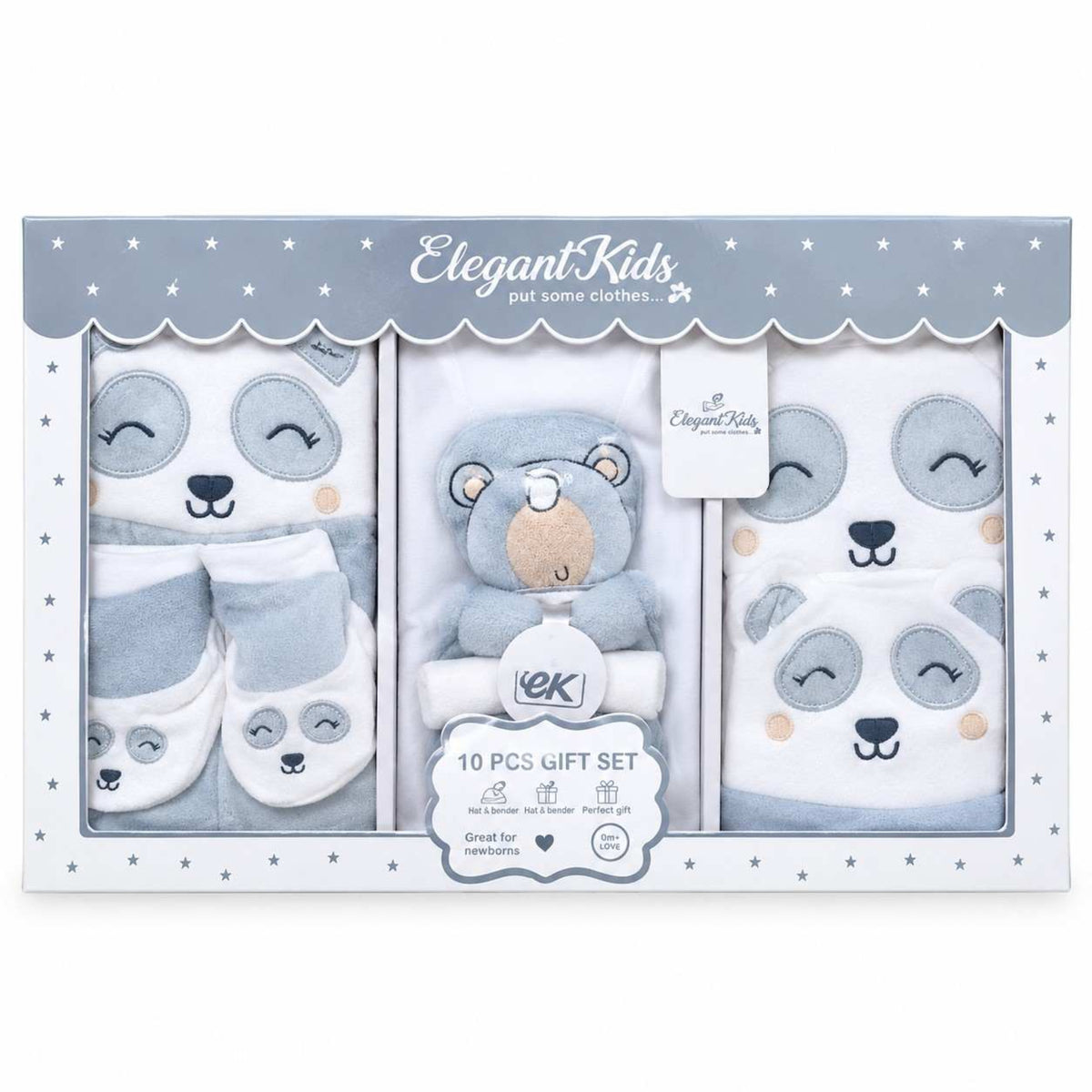 Newborn Baby Panda Printed 10-Piece Gift Set