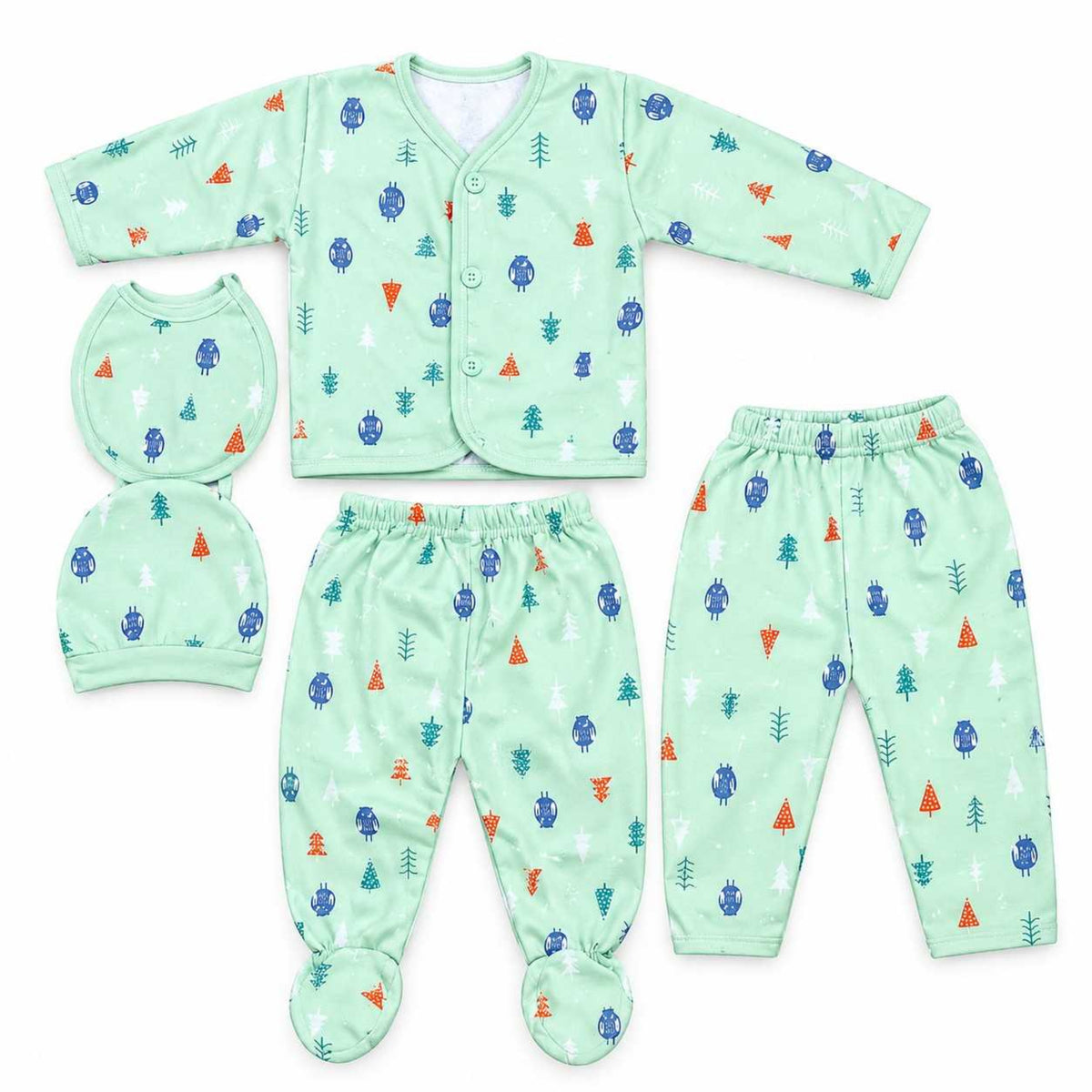 Newborn Forest Printed 5-Piece Cotton Set