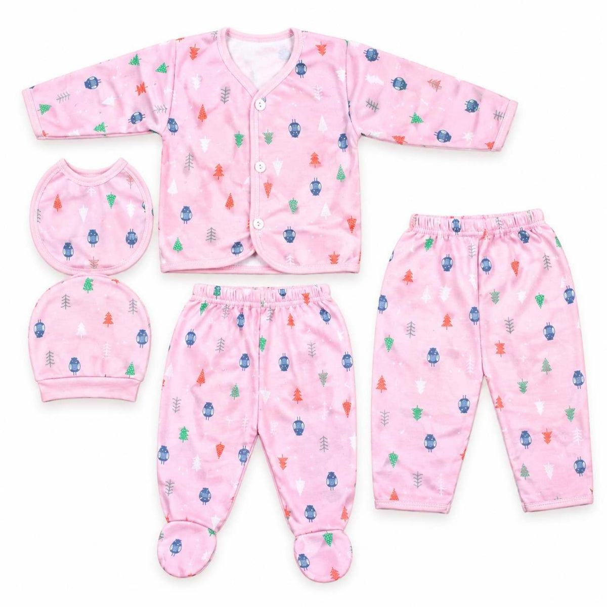 Newborn Forest Printed 5-Piece Cotton Set