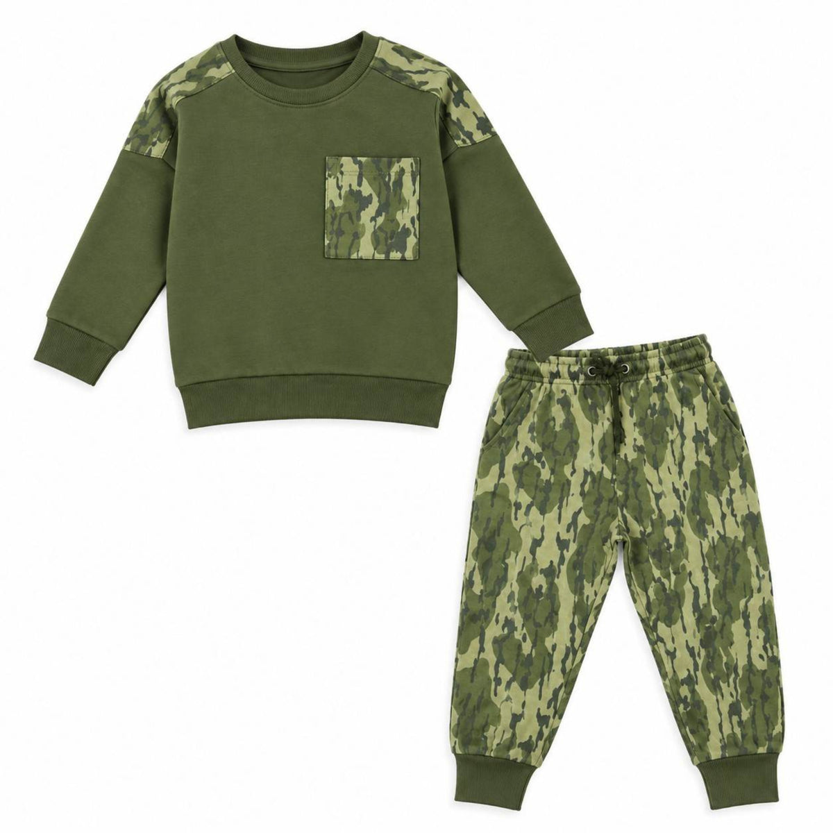  Olive Green Camo Fleece Tracksuit - Camouflage 
