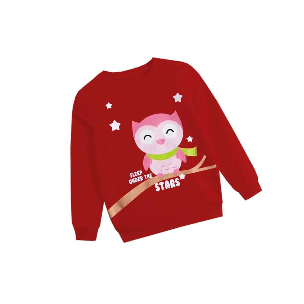 Cute Stars Fleece Sweatshirt- Red