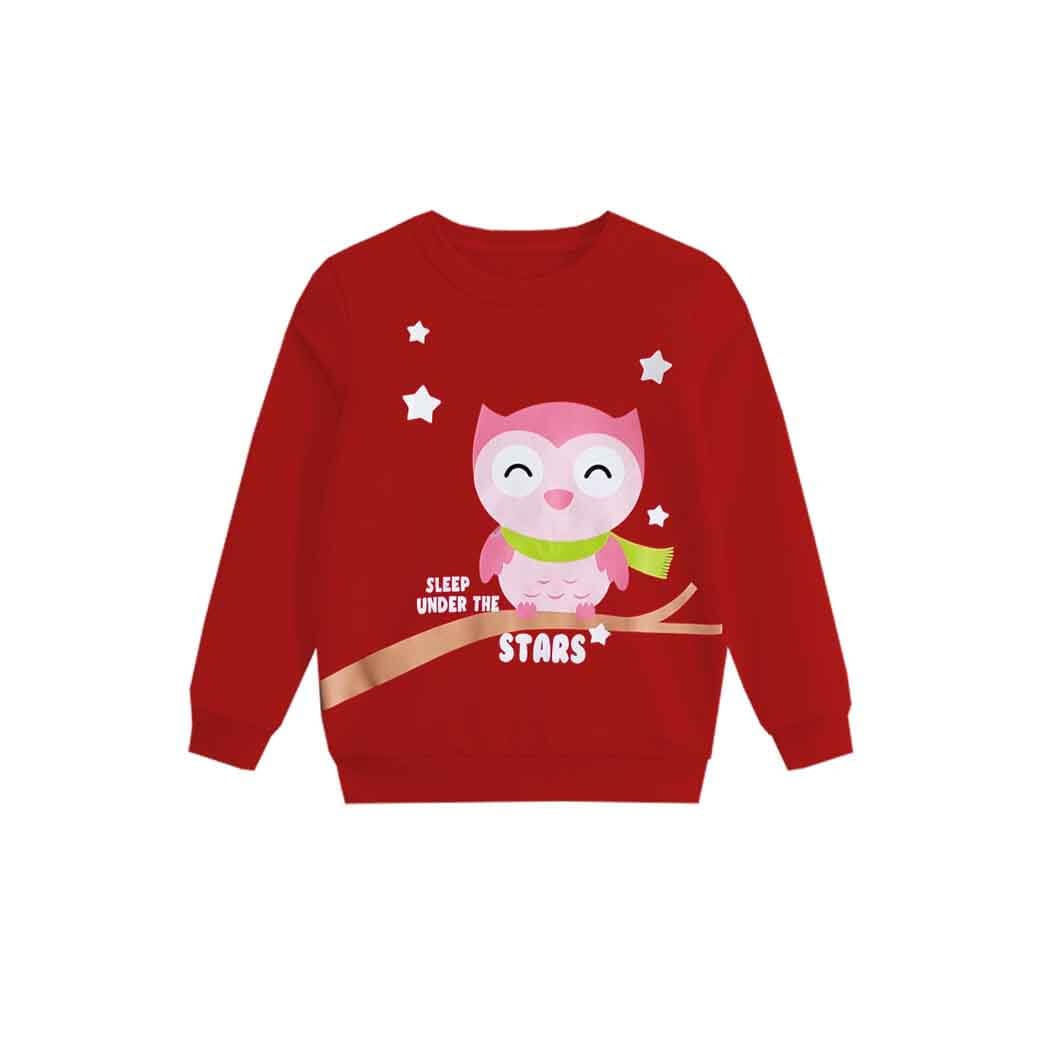 Cute Stars Fleece Sweatshirt- Red