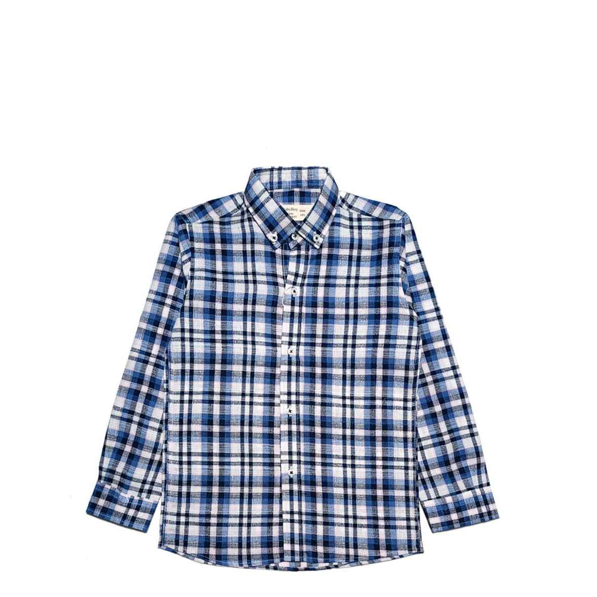 Oxford navy Check Casual Shirt-Silver Grey