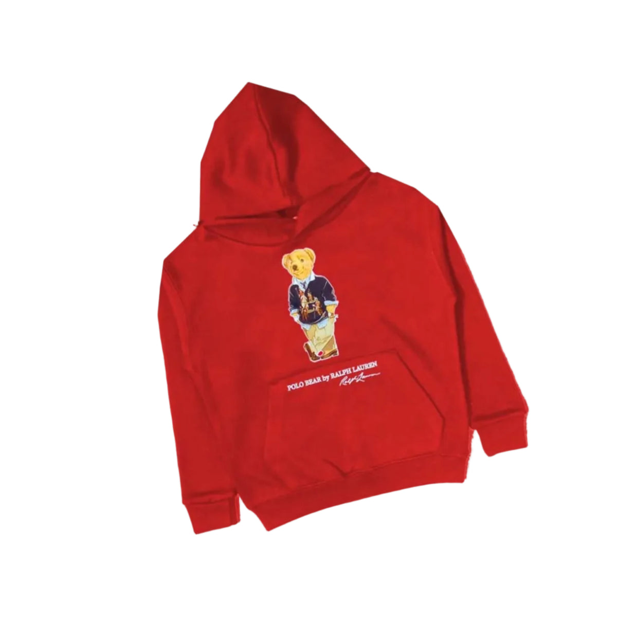 PLO Bear Fleece Hoodie - RED.