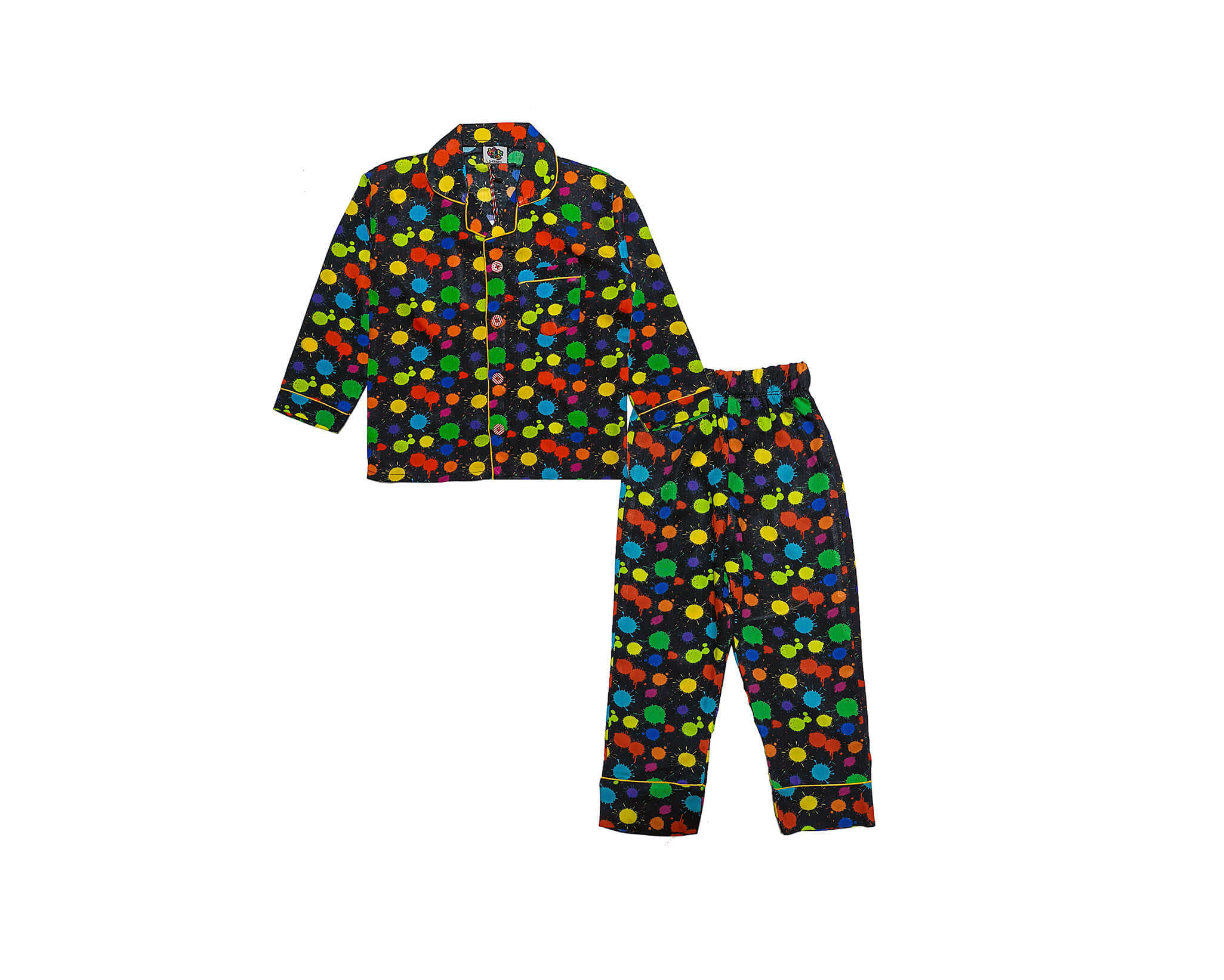 Paint Balls Linon Kids Night Suit -Black