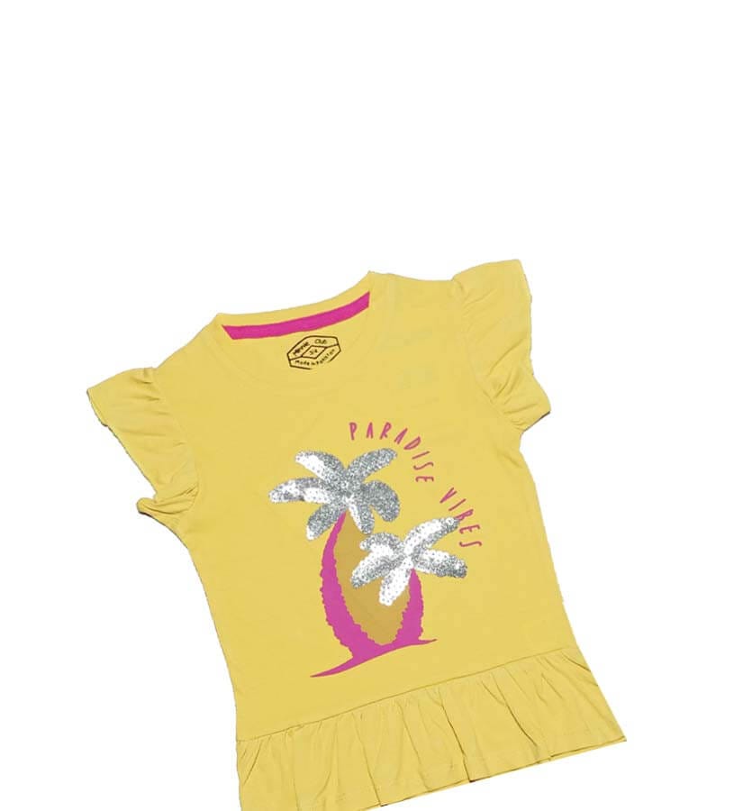 Paradise Vibes Tee Shirt - Lime Yellow