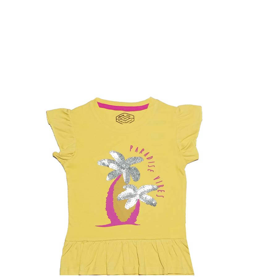 Paradise Vibes Tee Shirt - Lime Yellow