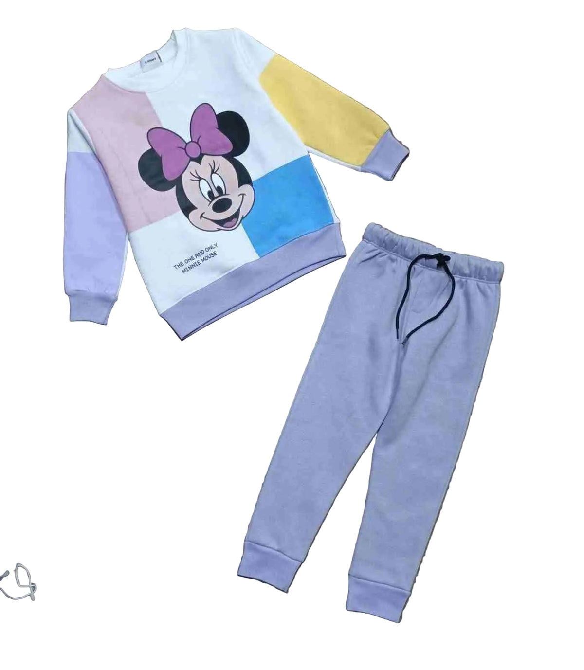 Pastel Minnie Mouse Printed Fleece Tracksuit - Purpal
