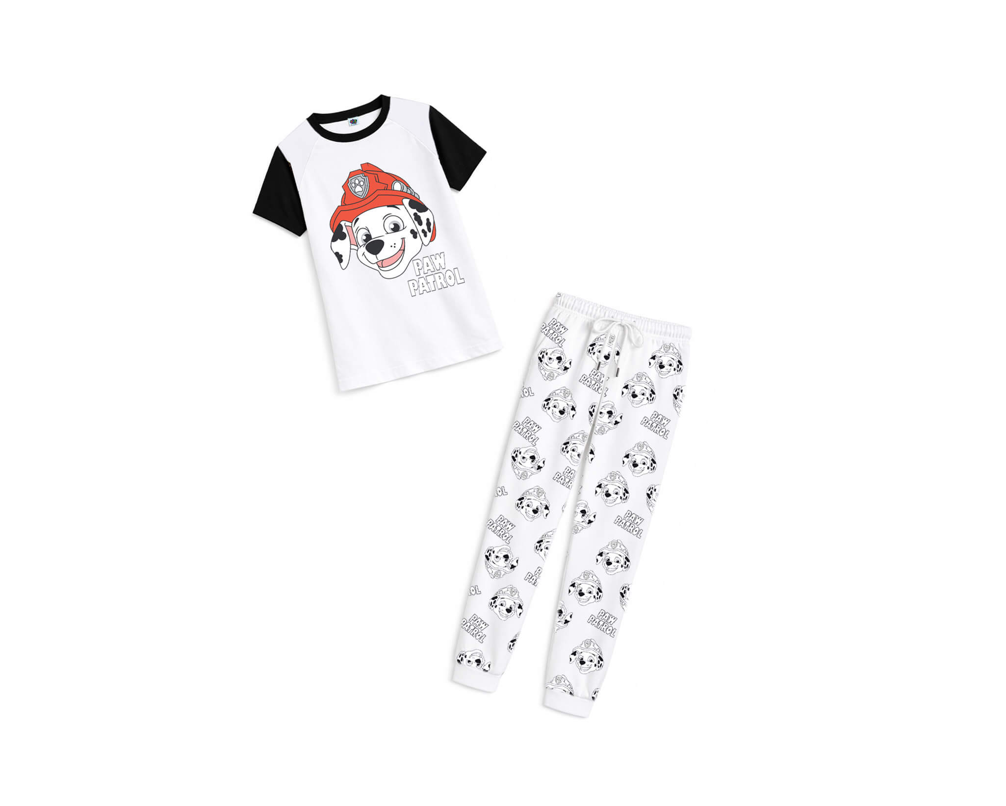 Paw Patrol Printed All Over Trouser &amp; Tee - White &amp; Black