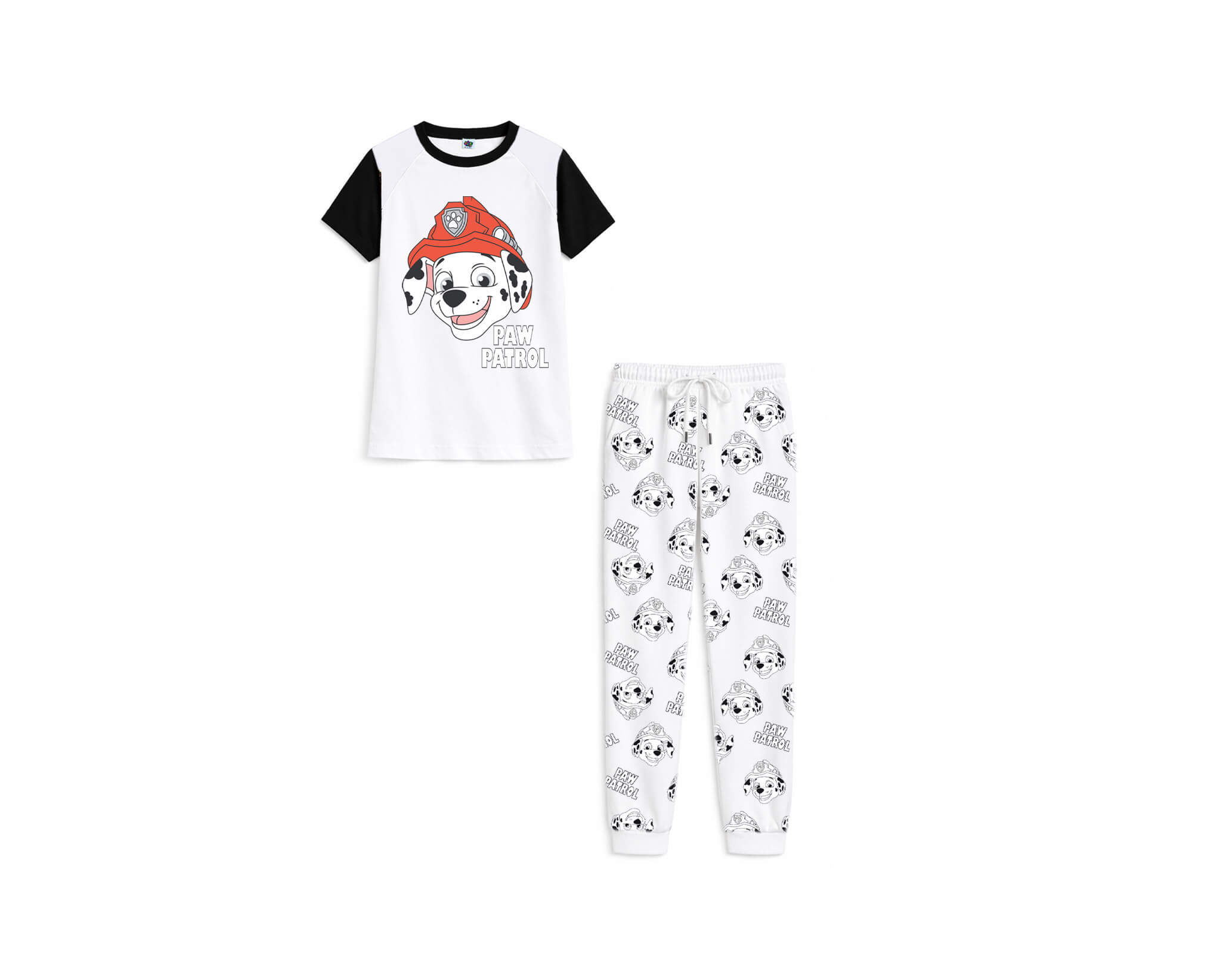 Paw Patrol Printed All Over Trouser &amp; Tee - White &amp; Black