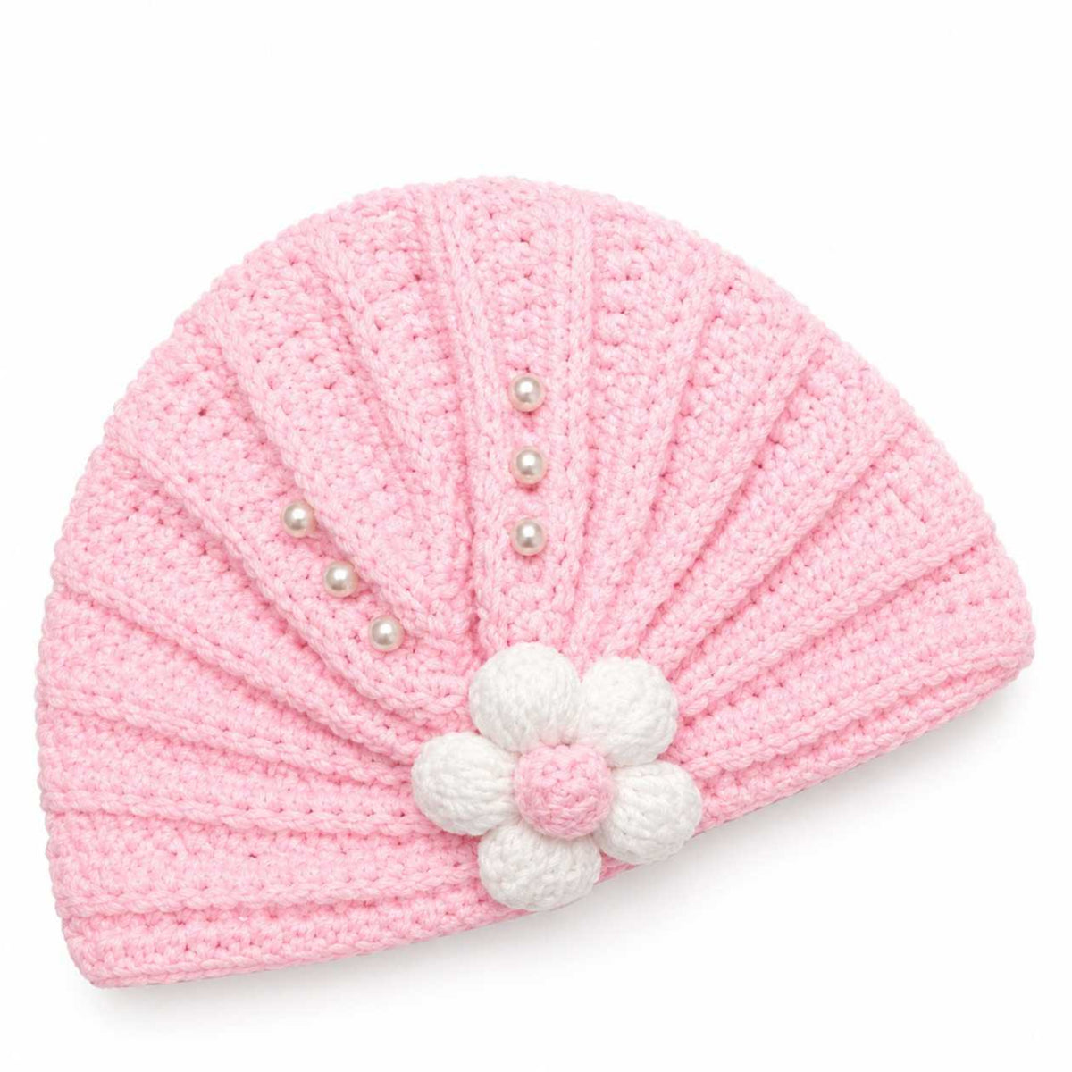 Peals & White Sun Flower  Wool Cap - Pink 