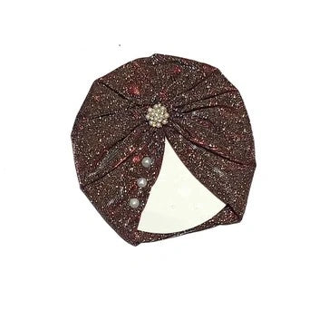 Pearls Brouch Moon Light Turban Cap For Babies