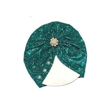 Pearls Brouch Moon Light Turban Cap For Babies