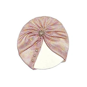 Pearls Brouch Moon Light Turban Cap For Babies