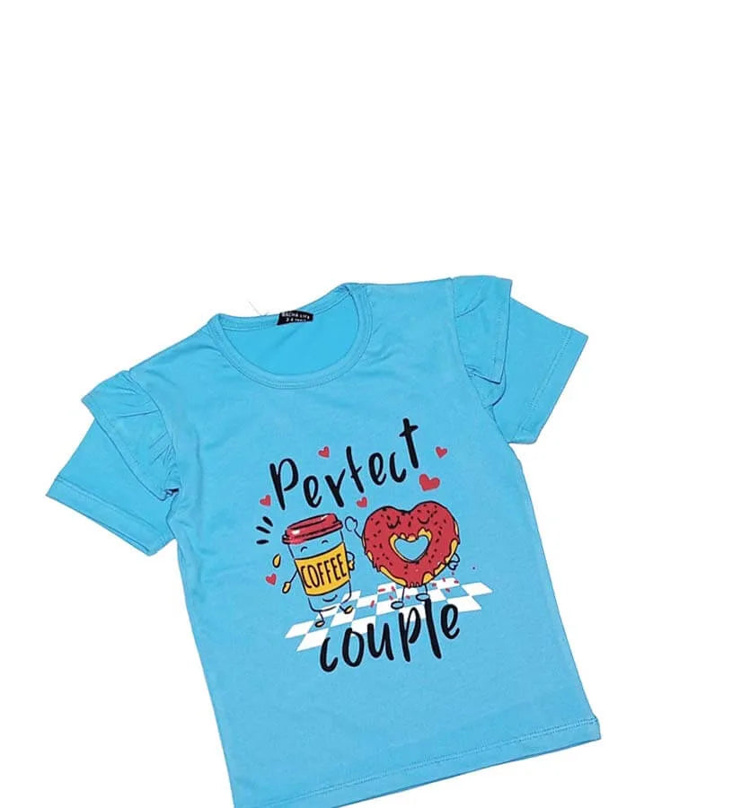 Perfect Couple Frill Tee Shirt - Sky Blue