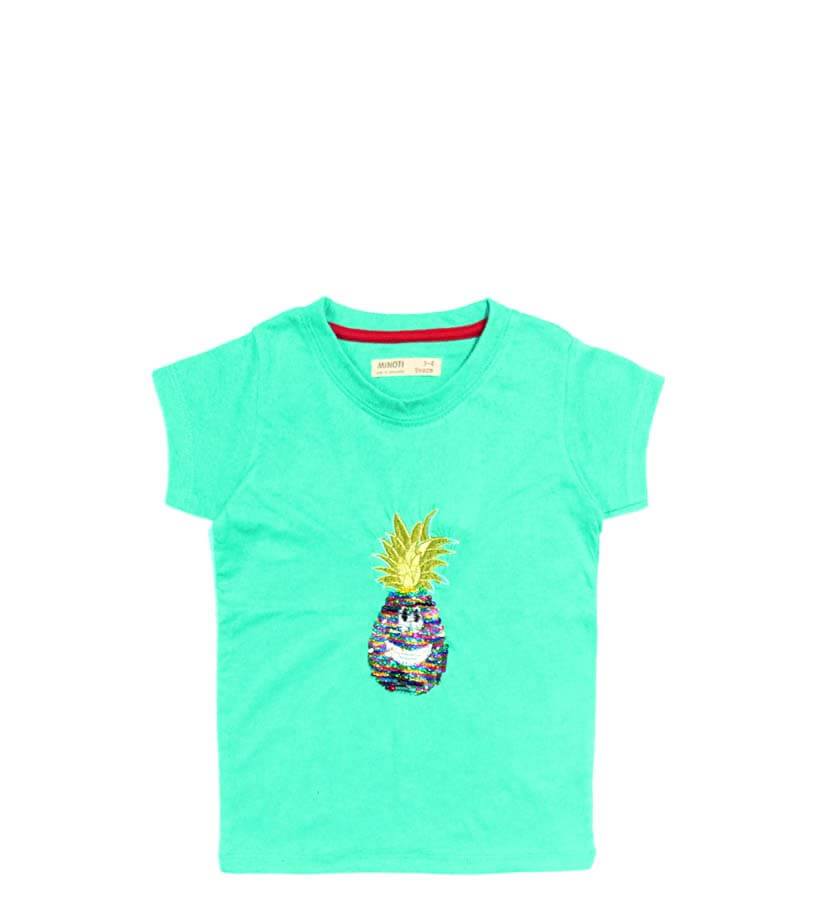Pineapple Sequence Tee Shirts For Girls - Sea Green