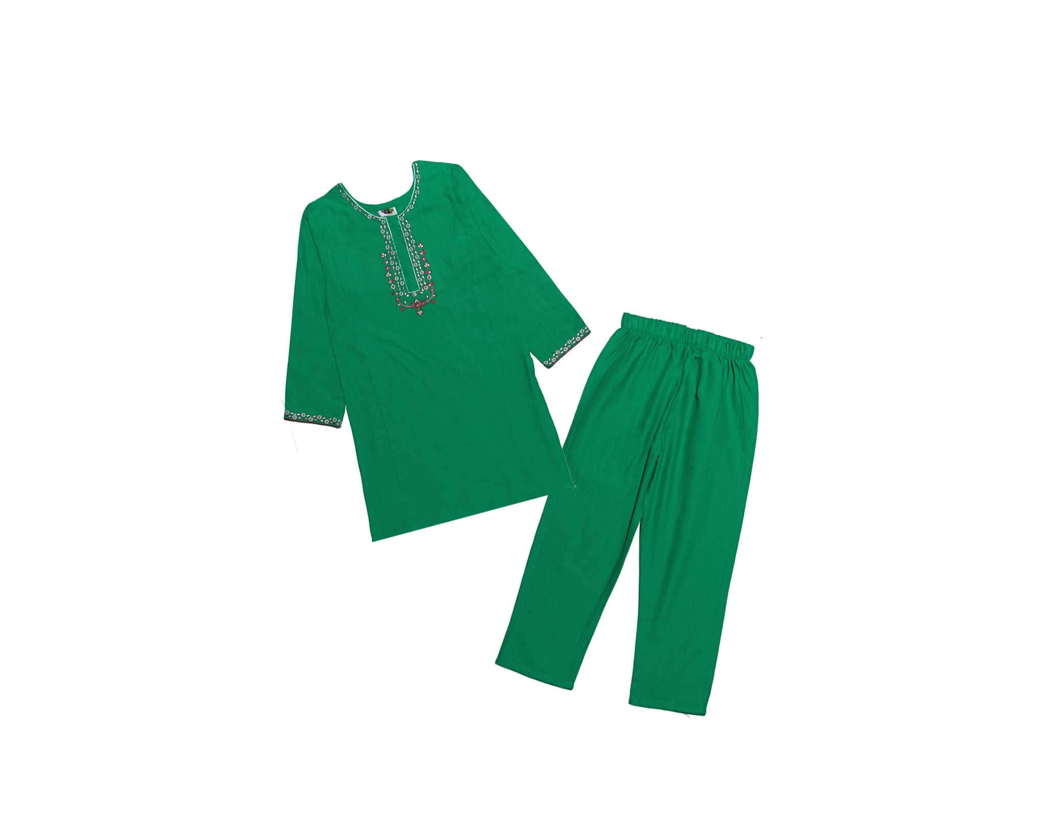 Pink Decent Embriodery Khaddar 2pc Suit - Green