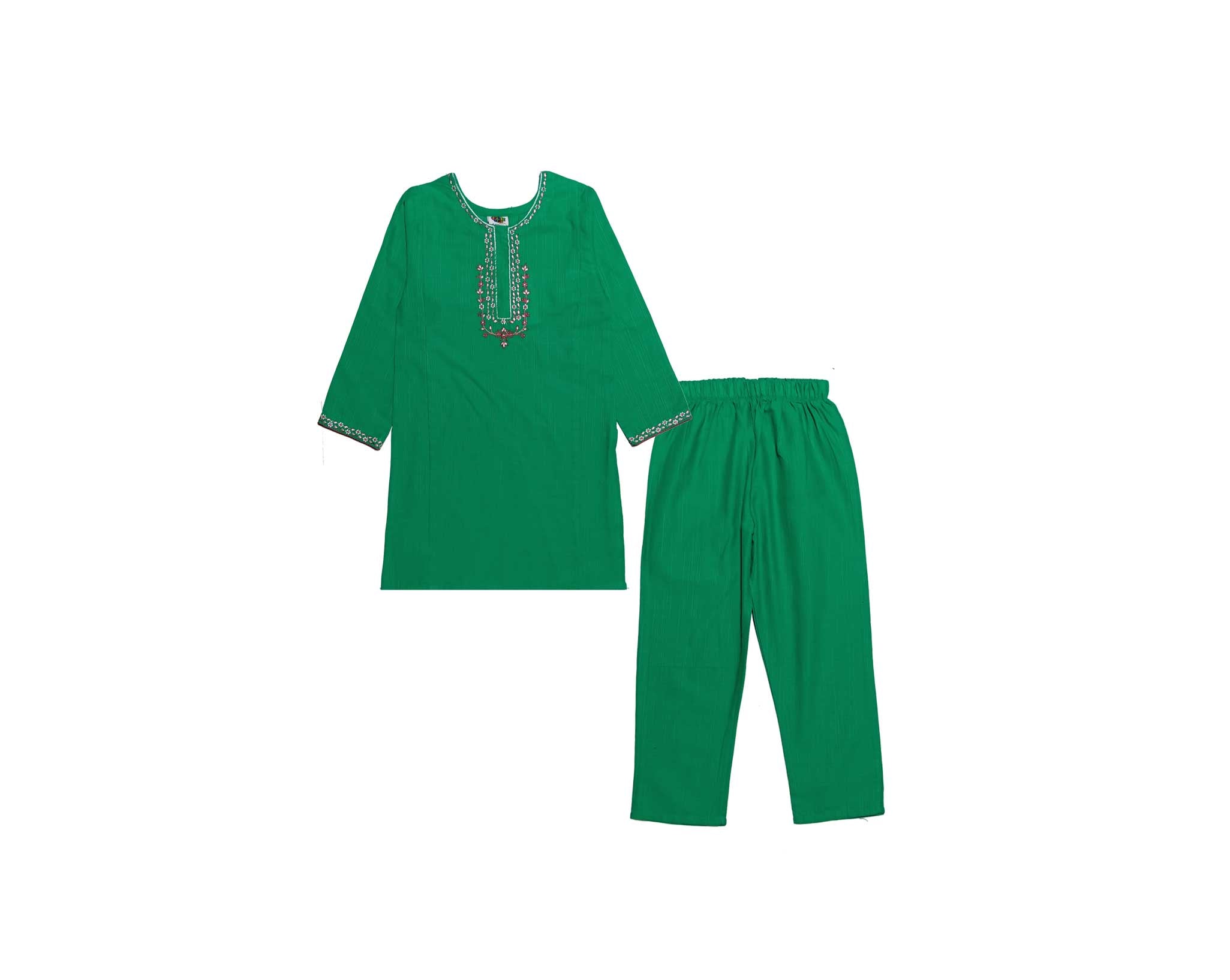 Pink Decent Embriodery Khaddar 2pc Suit - Green