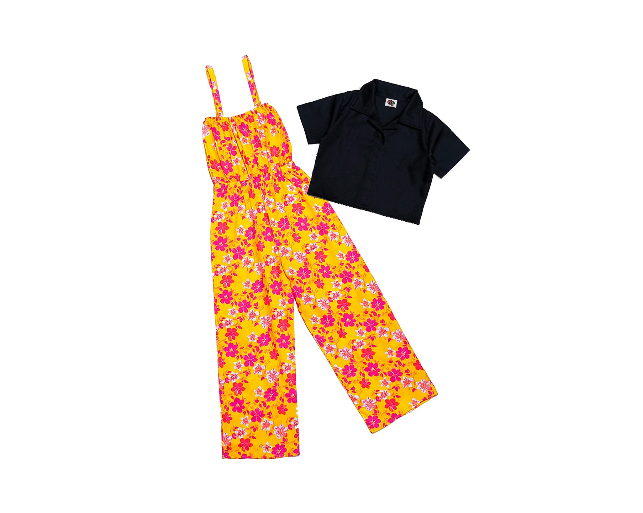 Pink Lillys Jumpsuit with Koti -Yellow & Black