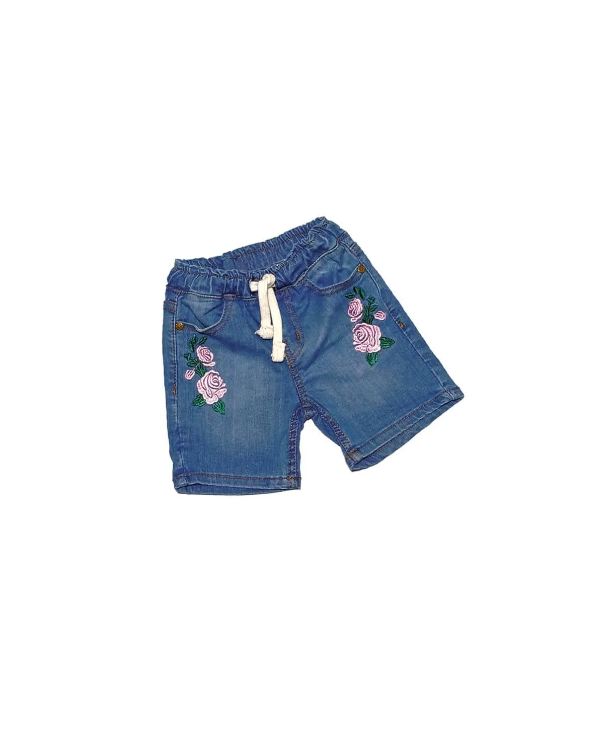 Pink Rosses Summer Denim Shorts - Mid Blue