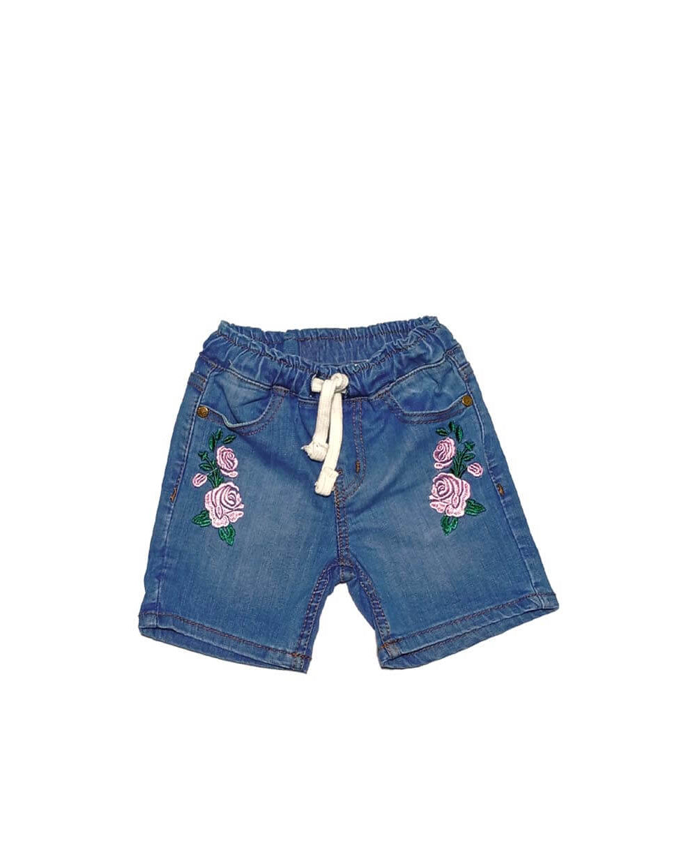 Pink Rosses Summer Denim Shorts - Mid Blue