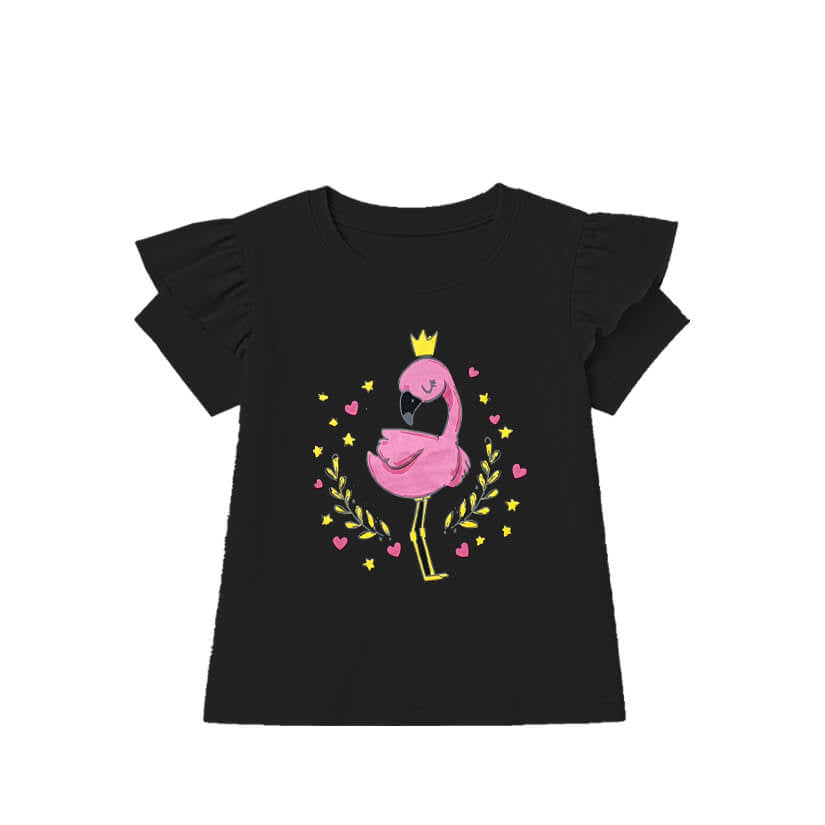 PinkFlamingoMiniHeart_StarTeeShirt-Black