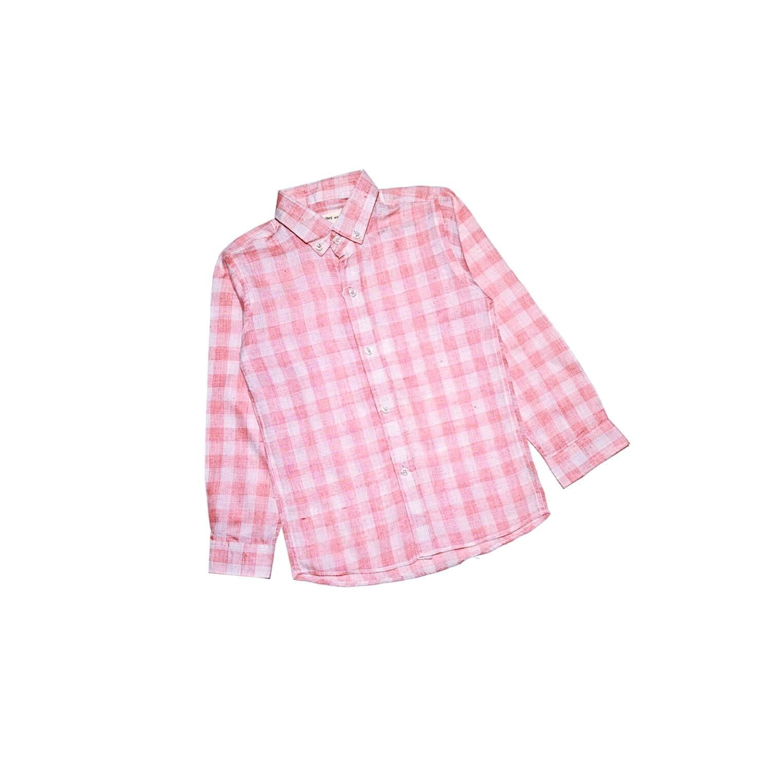 Pink Check Casual Shirt -Pink White-1