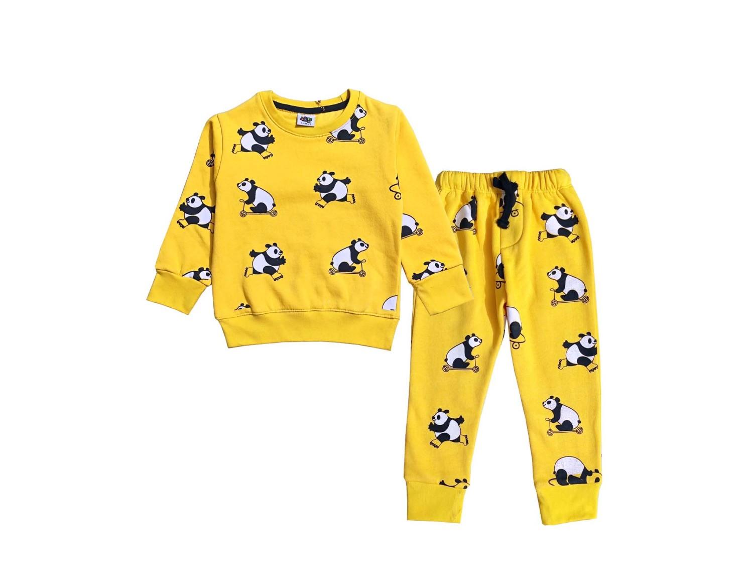 Playing Panda Fleece Tracksuit - Yellow